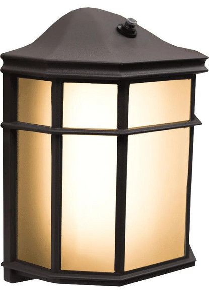 Westgate Manufacturing LED WALL LANTERN 12W 3CCT 3000, Exterior black metal wall lantern with warm white illuminated panels for outdoor lighting.