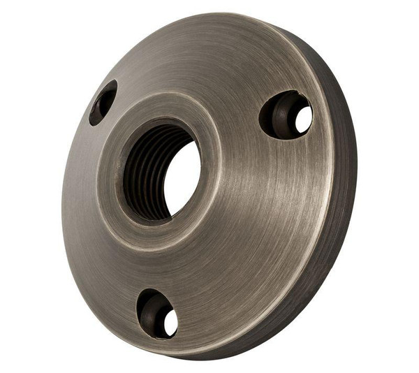 Westgate Manufacturing BASE, SOLID BRASS, AGED NICKEL FINISH, image of a solid brass base with an aged nickel finish with multiple mounting holes.