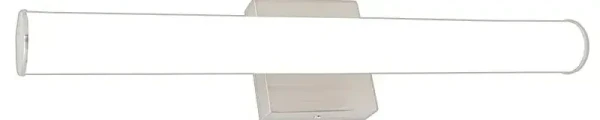 Westgate Manufacturing LVD Architectural LED Multi-CCT Vanity Light with Tube PC Lens, 16W, 2700K/3000K/3500K/4000K/5000K - LVD-24-MCT5-BN, sleek modern vanity light with a long tube design and a square mounting base.
