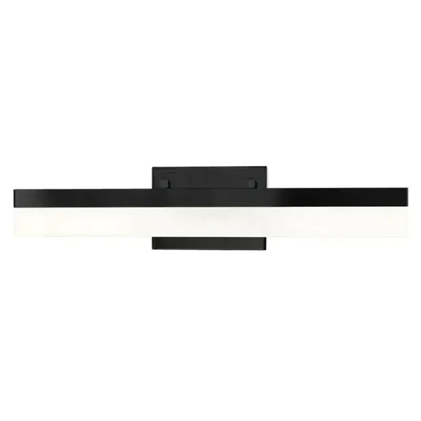 Westgate Manufacturing 120V PMMA Lens Vanity Light, 20W, 2700K/3000K/3500K/4000K/5000K - LVP-18-MCT5-BK, modern black vanity light fixture with adjustable white LED lens for bathroom or vanity lighting.