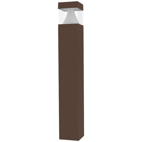 Westgate Manufacturing BOLLARD 42in SQUARE FLAT TOP LOUVER CLEAR LENS ADJ. 12-22W 30/40/50K, BRONZ, a square-shaped outdoor lighting bollard with a flat top, adjustable LED lighting, and a bronze finish.
