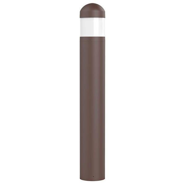 Westgate Manufacturing BOLLARD 44in ROUND FLAT TOP ADJ. 12-22W 30/40/50K, BRONZE, a cylindrical outdoor safety and decorative light bollard with a round, flat top in bronze finish.