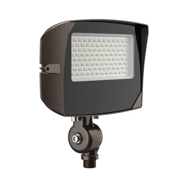 Small Maximum-Feature Round-Back Flood Light with Knuckle, 15W/25W/35W, 3000K/4000K/5000K - LF4MAX-SM-15-35W-MCTPB-KN-P