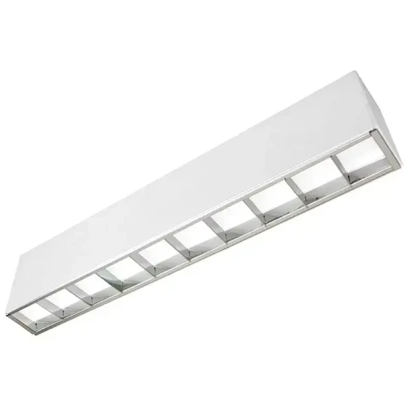 Westgate Manufacturing LED 2-3/4\" Superior Architectural Seamless Linear Lights with Louver Lens, 20W, 3000K/3500K/4000K/5000K - SCX-2FT-20W-MCT4-D-LUV, a sleek white linear lighting fixture with a louver lens for architectural illumination.