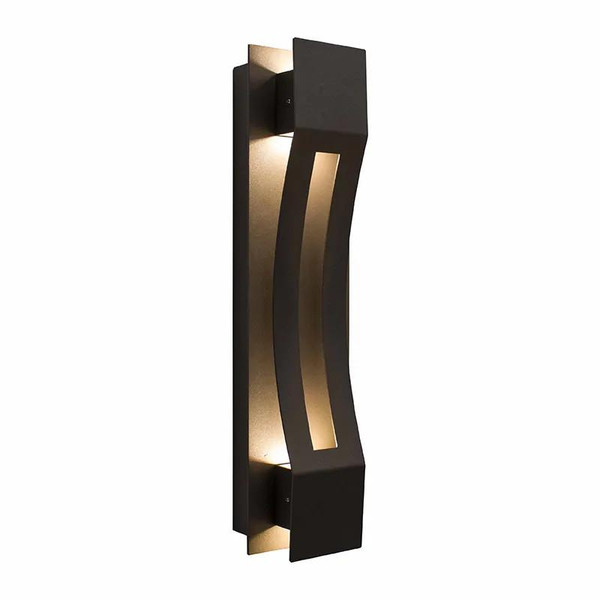 Westgate Manufacturing LED Wall Sconce Curve 3000K BR, modern black curved wall light fixture with warm white illumination.