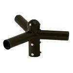 Westgate Manufacturing POLE TENON ADAPTER FOR 3 FIXTU, black metal adapter with multiple connection arms for versatile pole mounting.