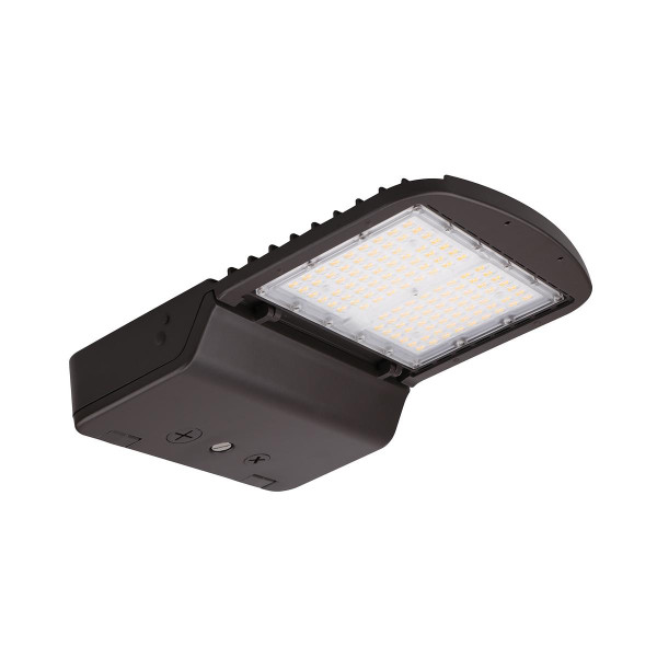 Eiko AAL1 Area Light, PowerSet 100/80/60W, 4000K, Type 5 Lens, 120-277V, Dimming, Bronze, LED outdoor security light with adjustable mounting, durable bronze finish, and energy-efficient design.