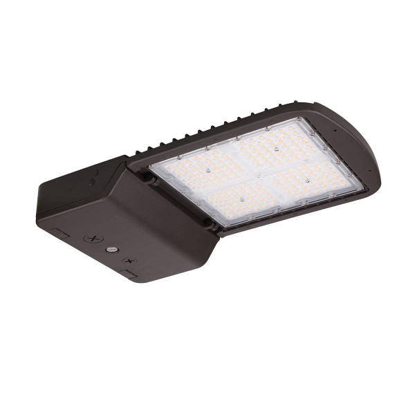 Eiko AAL1 Area Light, PowerSet 150/130/100W, 3000K, Type 5 Lens, 120-277V, Dimming, Bronze, LED outdoor area light with adjustable wattage and a sleek bronze finish.