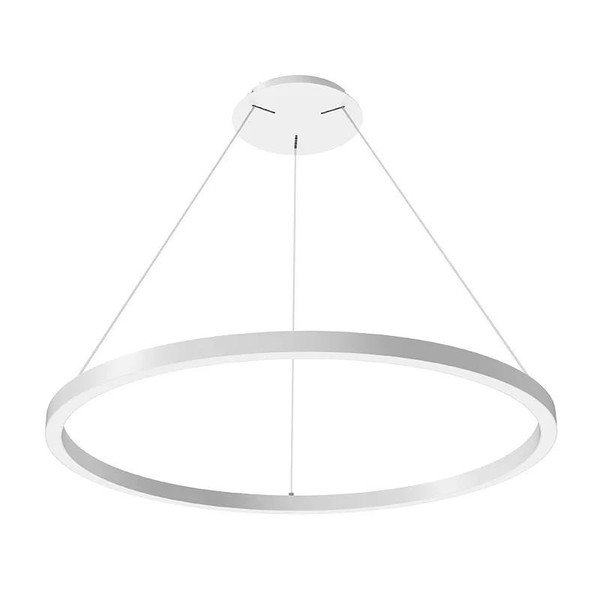 Westgate Manufacturing High-Output Round Linear Chandelier Up/Down Light with Separate Controls, 0W/60W/80W, 3000K/3500K/4000K - SRC-D48UD-MCTP, modern white circular pendant lighting fixture with adjustable brightness options.