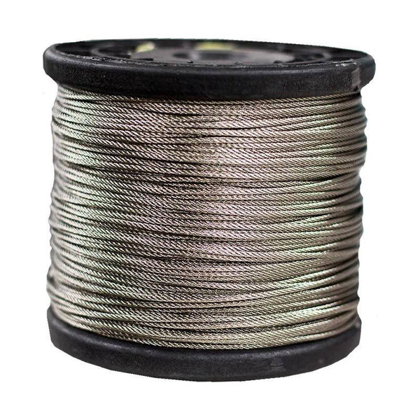 Westgate Manufacturing 1/16\" 1000ft. Steel Aircraft Suspension Cable, spool of silver braided steel cable.
