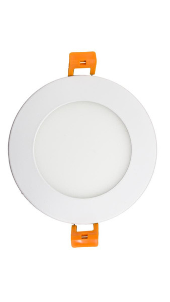 Westgate Manufacturing 4\\\' Round LED Ultra Slim Recessed Light, white circular LED lighting fixture with mounting clips.