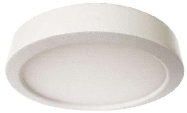 Westgate Manufacturing 8-Inch Diameter LED Light, round white surface-mounted ceiling light with 14W power, 550-600 lumens brightness.