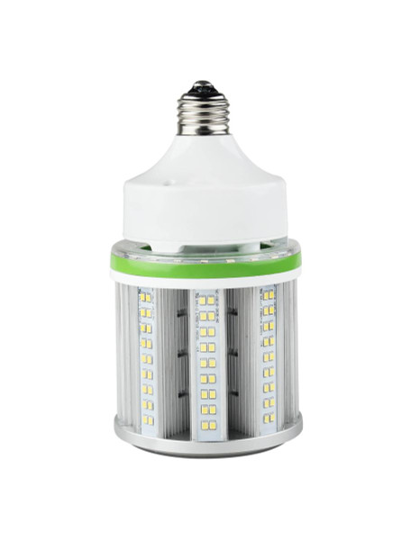 Westgate Manufacturing 27W LED CORN LIGHT, E26 5000K, energy-efficient LED light bulb with a screw base and a cylindrical shape featuring multiple rows of LED chips for bright illumination.