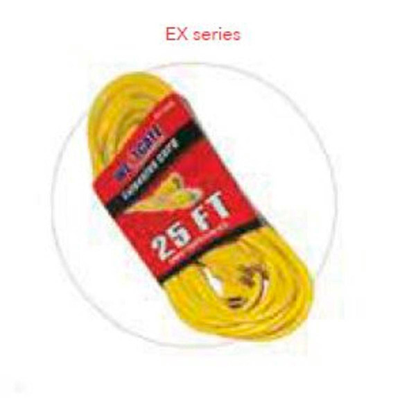 Westgate Manufacturing SJTW 16AWG/3C, 50 FT, 13A, 125V electrical extension cord, yellow with red and black labels.