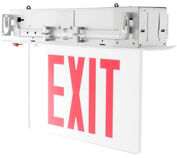 Westgate Manufacturing RECESSED EXIT LIGHTING, DOUBLE - a recessed dual exit light with red illuminated 'EXIT' sign on a white background.
