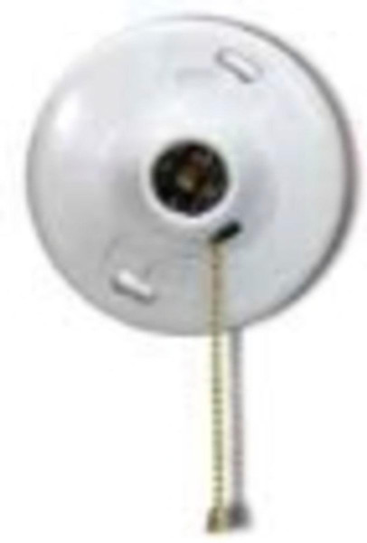 Westgate Manufacturing BAKELITE KEYLESS LAMPHOLDER WI, white bakelite keyless lamp holder with attached wire for electrical connection.