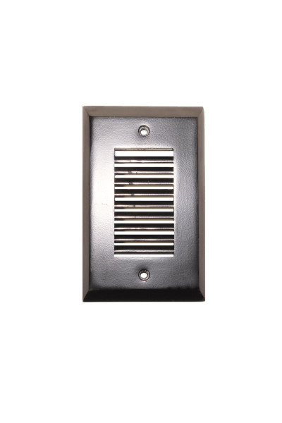 Westgate Manufacturing Trim for Step Egn, Louver Vert, metal ventilation cover with horizontal louvers and mounting holes for installation.