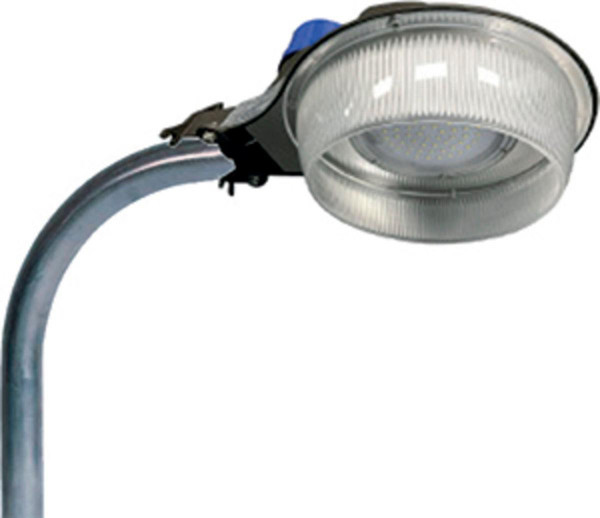 Westgate Manufacturing LED ROADWAY LIGHT, 120~277V, 5, outdoor street lighting fixture with a curved metal pole and a large, clear LED light cover.