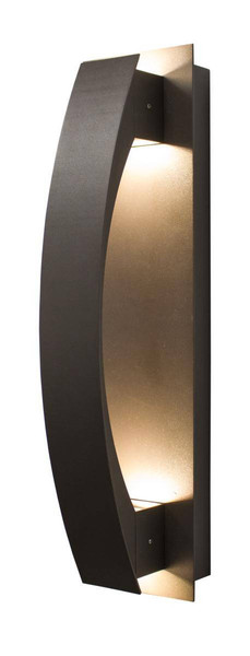 Westgate Manufacturing CRE-01-BR + CRE-EGN-30K-BR, modern outdoor wall light fixture with curved design and warm lighting effect.