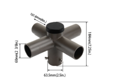 Quad 90' Horizontal Tenon Adaptor to mount four fixtures over 2-3/8" (60mm) O.D.