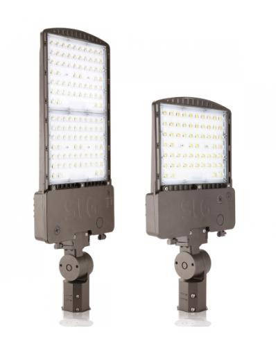 SLG Lighting ALF Flexible Area Light, 60000Lm - 400W Max, with 4-Level Wattage Adjustment, 347-480VAC, T3, Gen1, 4000/5000K, Dark Bronze color, two LED flood lights