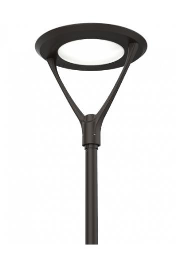 SLG Lighting AP Post Top Selectable LED Area Light, dark bronze finish with adjustable brightness and wattage, suitable for outdoor lighting.