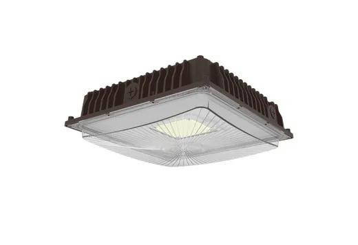 Halco CSP-40-CS-U-BZ 39901 ProLED Select Slim Canopy 40W CCT Selectable 3000K 4000K 5000K 120-347 Bronze, energy-efficient LED canopy light design with adjustable color temperature, ideal for commercial and industrial lighting.