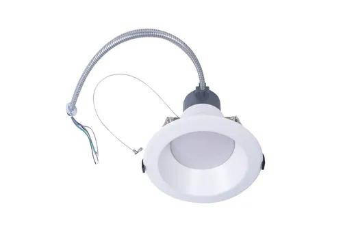 Halco ProLED Select Commercial Downlight 4 Inch, image showing a white recessed LED light fixture with adjustable wattage and CCT, 650-1163 lumens, 120-277VAC, and 0-10V dimming feature.