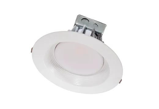 Halco ProLED Commercial Retrofit Downlight 8in 30W 4000K 120-277V Dimmable Baffle Trim Junction Box, white recessed LED downlight with baffle trim and junction box for commercial lighting.