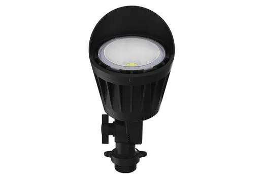 Halco Mini Bullet Flood 10W 5000K Universal Mounting Location 120-277V Black Finish, LED flood light with black finish and adjustable mounting bracket.