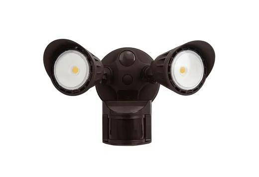 Halco Patrol Security Flood With Motion Sensor 20W 5000K Universal Mounting Location Bronze Finish 120 277V, dual adjustable security floodlight with motion sensor and bronze finish.