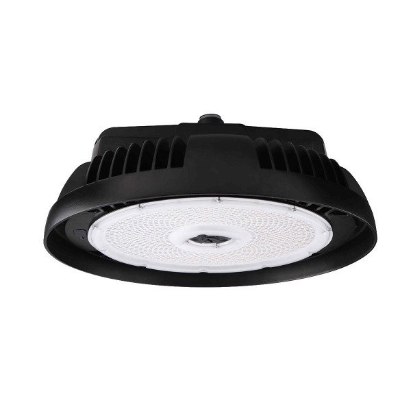 Eiko HBX3 Round High Bay, PowerSet 240/220/200/180W, 4000K, 277-480V, Dimming, Black, LED industrial lighting fixture.