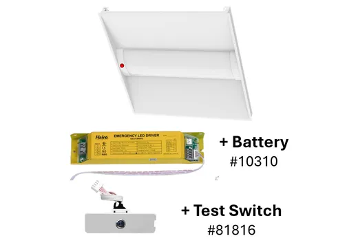 LED 2X2 Center Basket Troffer Controls Ready 3.5mm Receptacle Lumen & Color Selectable With 90 Min Emergency Battery Backup & Test Switch - 81805