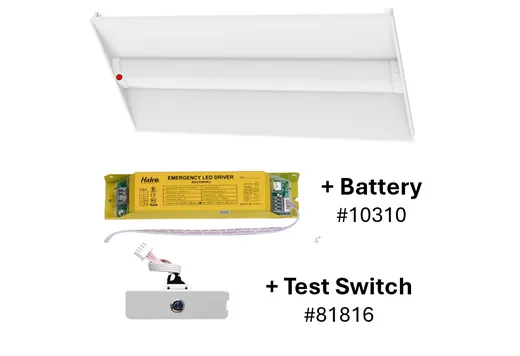 LED 2X4 Center Basket Troffer Controls Ready 3.5mm Receptacle Lumen & Color Selectable With 90 Min Emergency Battery Backup & Test Switch - 81806