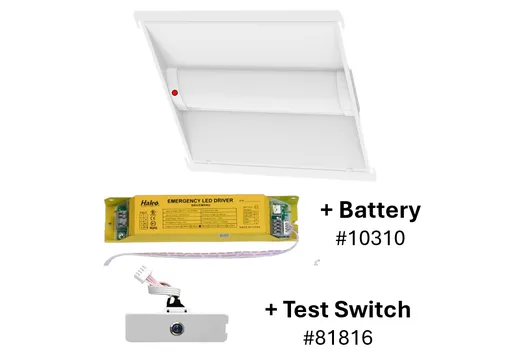LED 2X2 Center Basket Troffer Retrofit Kit Controls Ready 3.5mm Receptacle Lumen & Color Selectable With 90 Min Emergency Battery Backup & Test Switch - 81808