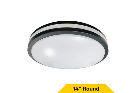 Flush Mount Modern Double Black & White Trim Ring 14" Selectable CCT 27/30/35/40/50K 21W 1400LM Plastic Lens 120V TRIAC Dimming Plastic Lens - 25539