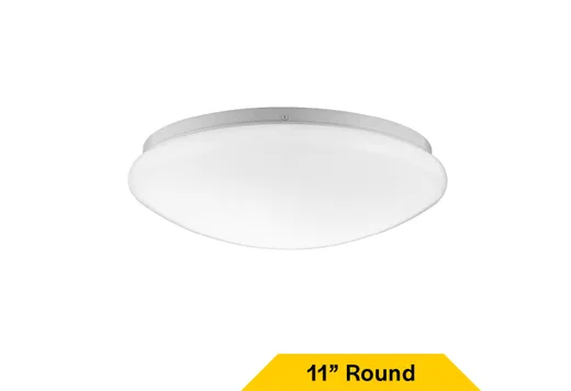 Flush Mount White Mushroom 11" Selectable CCT 27/30/35/40/50K 15W 1250LM 120V TRIAC Dimming Plastic Lens - 90273