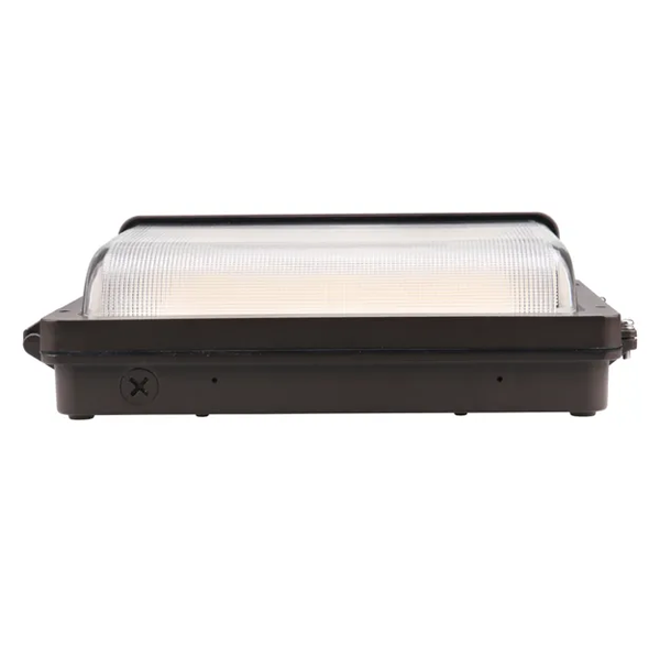 Halco Low Profile Wall Pack Size 2-HLS,High Lumens Selectable (9,000-13,000 lumens 70W-80W-90W-100W) Color Selectable 3000K-4000K-5000K Photocell-Enable/Disable 120-277VAC Bronze