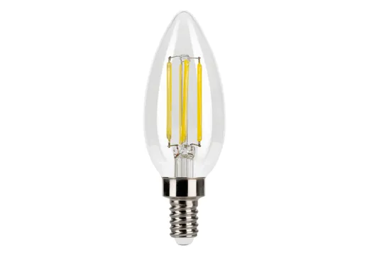 Halco LED Filament Bullet B11 Bulb Candelabra (E12) Base 3000K 5.5W 500 Lumens (60W Equiv) Clear Dimmable T20/T24 Gen-4