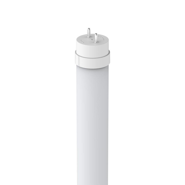 Eiko 24W T8 4FT Type A/B Dual Mode Single+Double Ended Glass 80+CRI 4000K 120-277V, image of a white tubular fluorescent light bulb with dual mode capabilities for versatile installation.