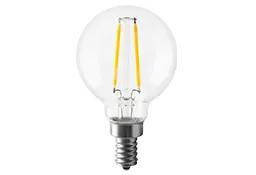 Halco LED Globe (G16.5) Filament Bulb Clear Candelabra (E12) Base 120V 180 Lumen 15000 hours 80 CRI Dimmable, energy-efficient LED light bulb with vintage filament design.