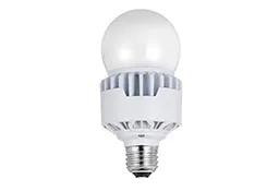 Halco HID A-Shape Omnidirectional Retrofit Lamp 25W 5000K Mogul (EX39) Base 120-277V 3612 Lumens 84CRI Non-Dimmable, front view of the bulb showing the white spherical globe and base.