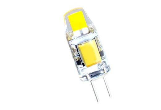Halco LED JC Lamp 1.2W, G4 base LED bulb with 3000K warm white light, omnidirectional illumination, 110 lumens brightness, 15,000 hours lifespan, 82 CRI, suitable for 10-15V applications.