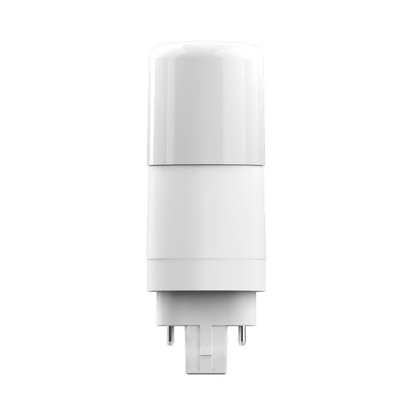 Eiko 5W 610lm PLS Type A/B Dual Mode Plastic 80CRI 2700K 120-277V Omni G23, LED light bulb with white plastic casing, energy-efficient design for indoor lighting.
