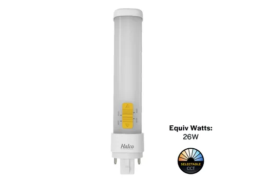 LED Double Tube Horizontal Plug-In Lamp G24Q 4-Pin Base 3000K-3500K-4000K-5000K 9.5 Watt (26W Equivalent) Ballast Compatable Type A, Dimmable - 82853