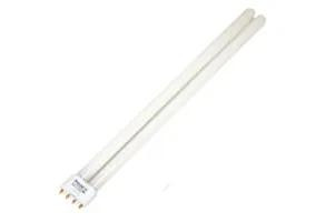 Halco CFL High Lumen Long 4-Pin T5 Bulb 2G11 Base 40W 3000K Dimmable, image shows a long, white, cylindrical fluorescent bulb designed for energy-efficient lighting.