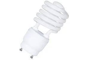 Halco CFL GU24 Base Spiral T2 Bulb 23W 5000K non-dimmable, white energy-efficient light bulb with spiral design for versatile lighting solutions.