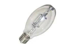 Halco MH250/U/CSTF 108604 250W MH ED28 MOG Covershield, clear high-intensity metal halide lamp bulb with a glass envelope and screw base for professional lighting applications.
