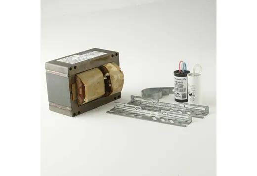 Halco Electromagnetic HID Ballasts 150W (Primary lamp LU150 Ansi S55) 4-Tap HX Kit, image of the ballast with mounting brackets and capacitors.