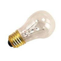 Halco A15CL40 6017 40W A15 CL 130V bulb, clear glass incandescent light bulb with brass screw base.